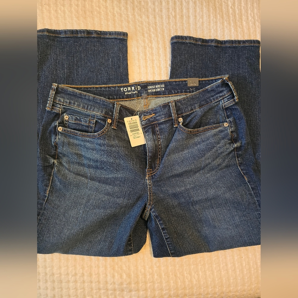 Torrid Dark Blue Flare & Wide Leg Jeans